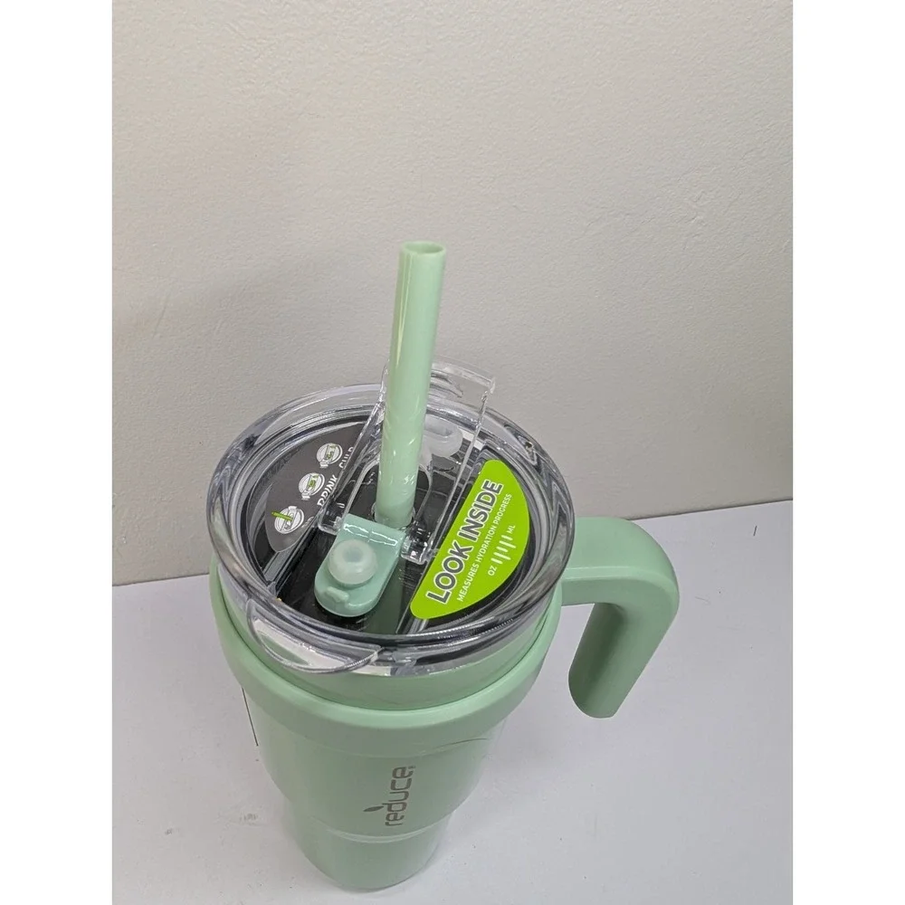 Reduce COLD1 Stainless Steel Glacier 24oz Cold Mug Cup w/ Straw &‎ Handle Green